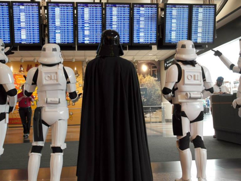 Illustration for article titled Denver Airport Invaded by Darth Vader & Stormtroopers